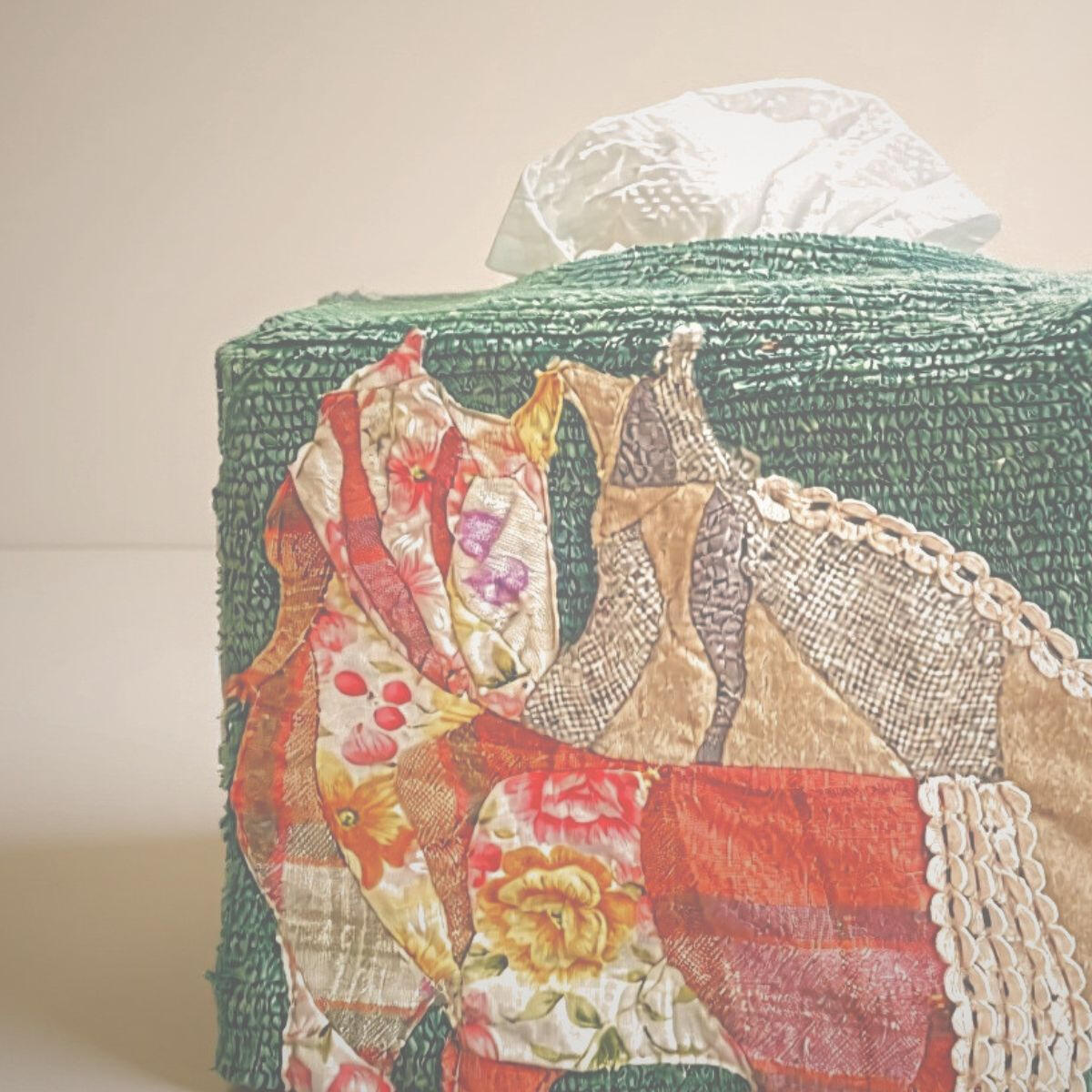 Walking Together Detail Reverse side of textile object showing woven tape details inspired by horse mane and tail.